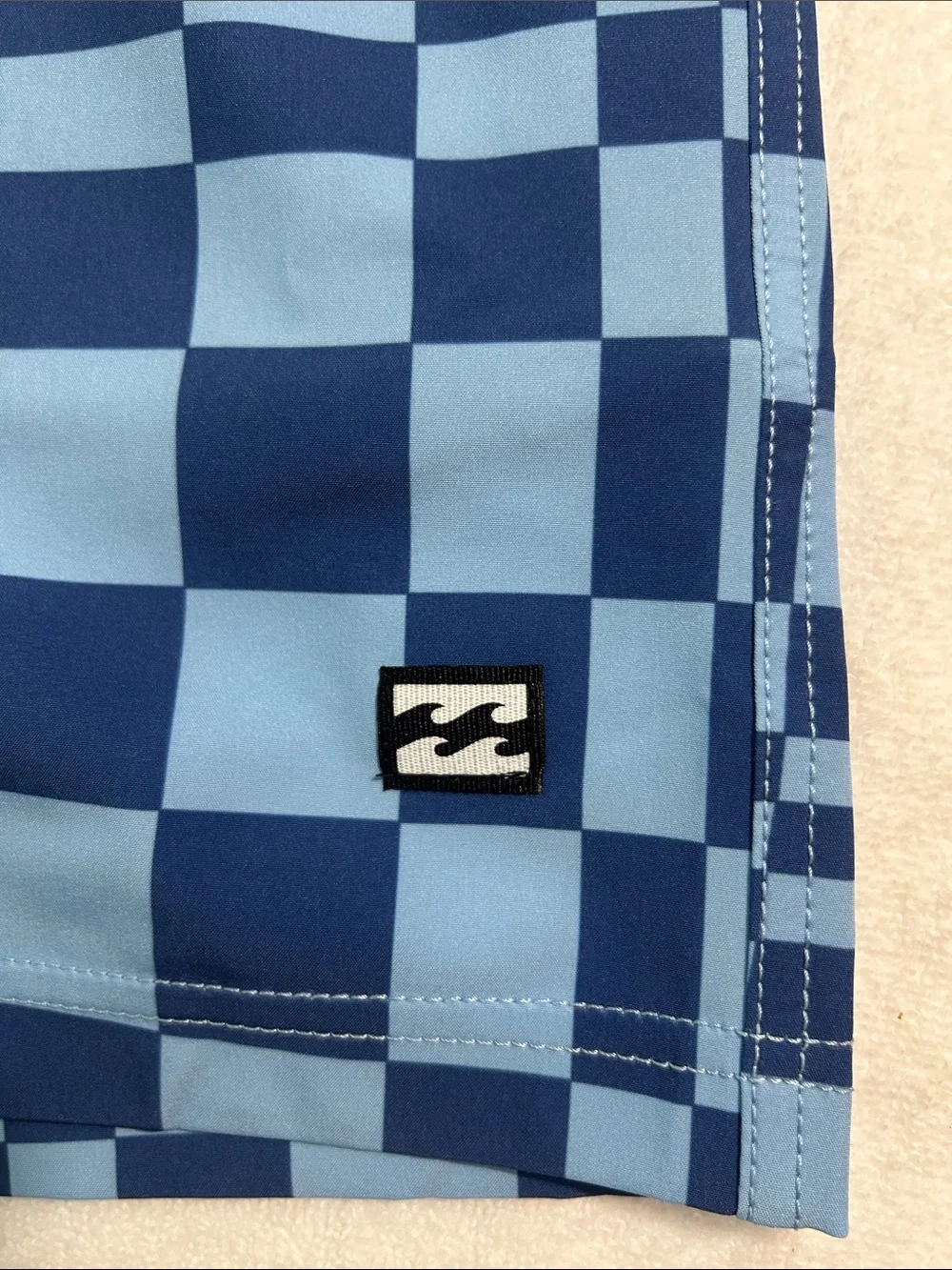 Billabong Small Trunks Travis in Faded Denim blue geometric windowpane check NWT